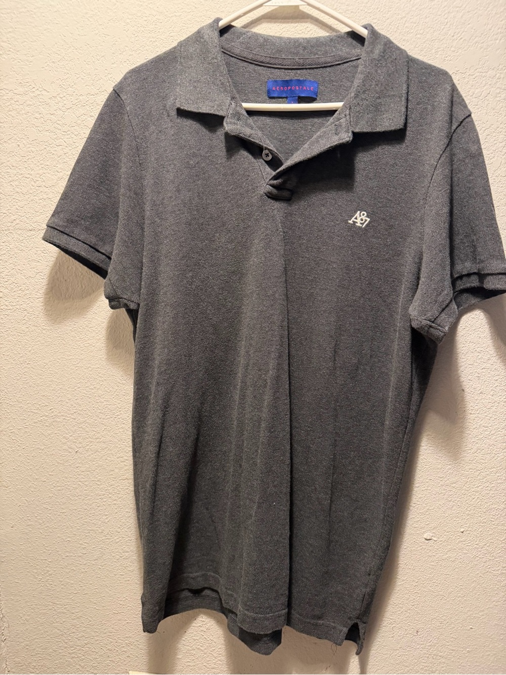 Aeropostale Men's Charcoal Gray Polo Shirt with Logo
